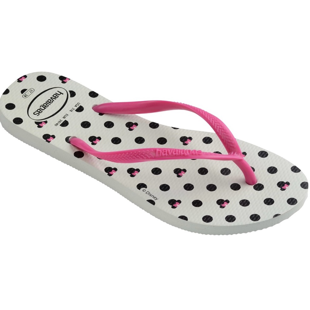 Havaianas Slim Disney Minnie Mouse Flip Flops White Pink Size 11/12 Little Kid